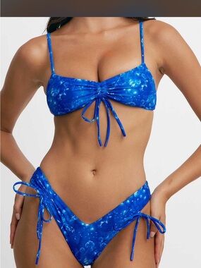 Blackbough Electric Blue Tie-Front Bikini Set
